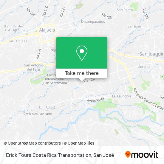 Erick Tours Costa Rica Transportation map