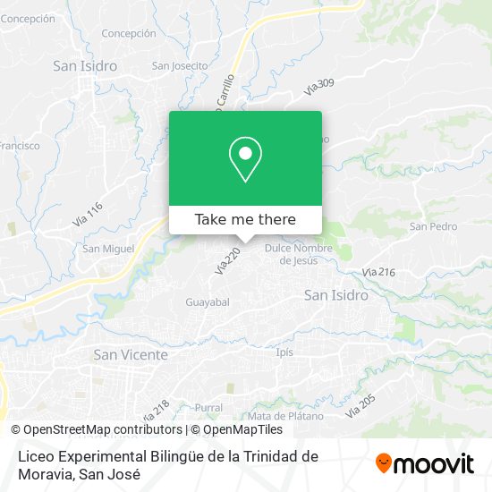 Liceo Experimental Bilingüe de la Trinidad de Moravia map