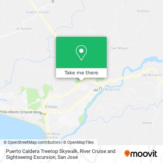 Puerto Caldera Treetop Skywalk, River Cruise and Sightseeing Excursion map