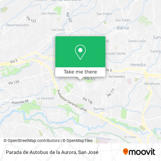 Mapa de Parada de Autobus de la Aurora