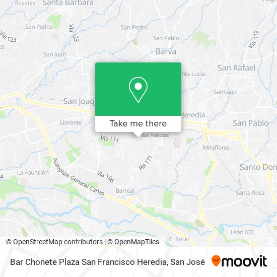 Bar Chonete Plaza San Francisco Heredia map