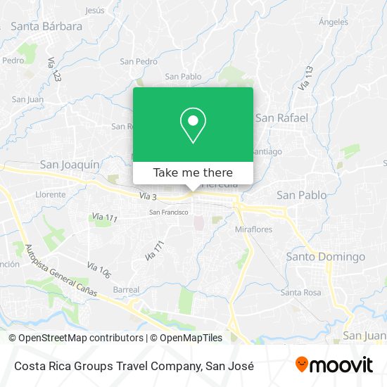 Costa Rica Groups Travel Company map