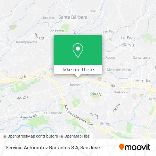 Mapa de Servicio Automotriz Barrantes S A