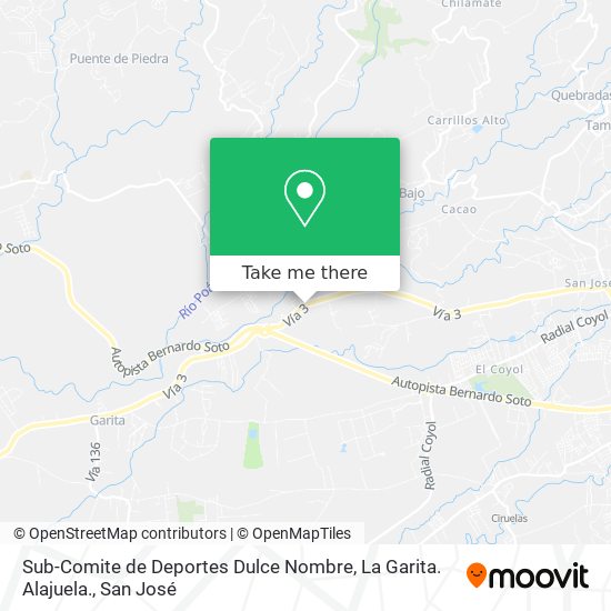 Mapa de Sub-Comite de Deportes Dulce Nombre, La Garita. Alajuela.