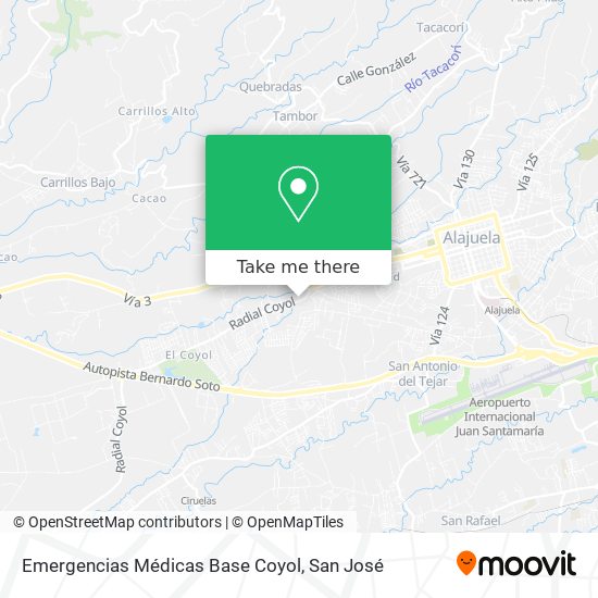 Emergencias Médicas Base Coyol map