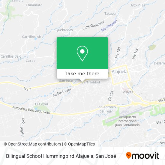 Bilingual School Hummingbird Alajuela map