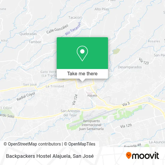Backpackers Hostel Alajuela map