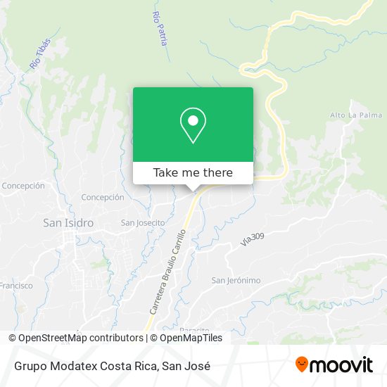 Mapa de Grupo Modatex Costa Rica