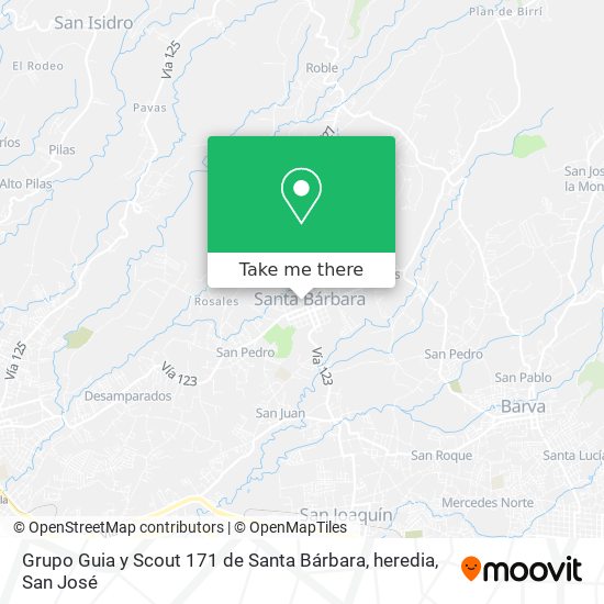 Grupo Guia y Scout 171 de Santa Bárbara, heredia map