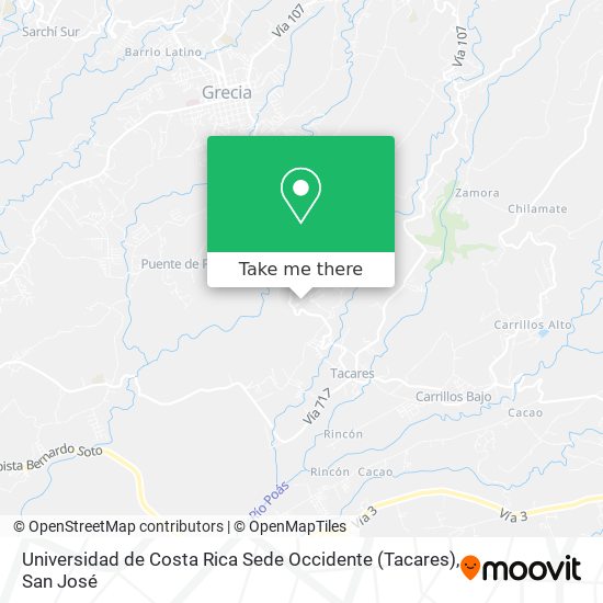 Universidad de Costa Rica Sede Occidente (Tacares) map