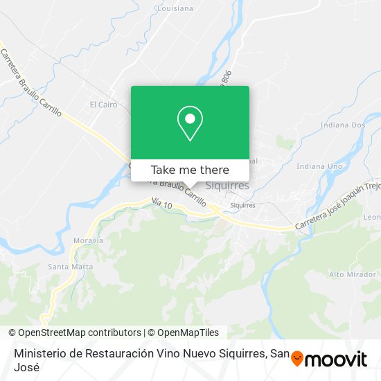 Ministerio de Restauración Vino Nuevo Siquirres map