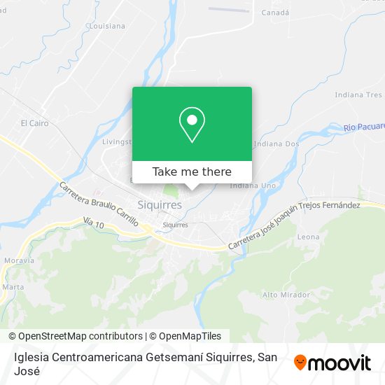 Mapa de Iglesia Centroamericana Getsemaní Siquirres