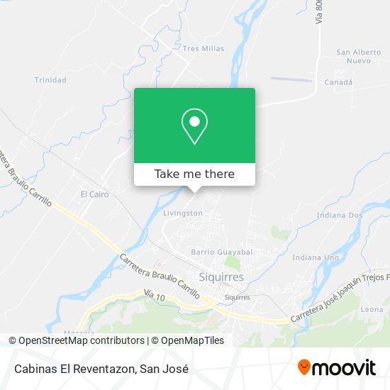 Cabinas El Reventazon map