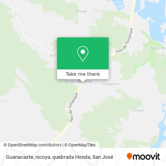 Guanacaste, nicoya, quebrada Honda map
