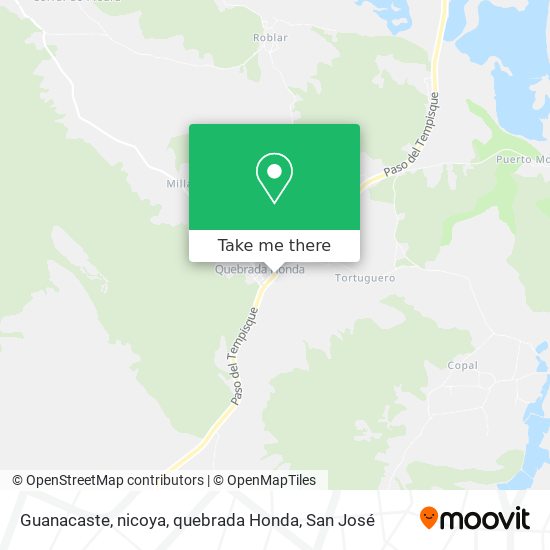 Mapa de Guanacaste, nicoya, quebrada Honda