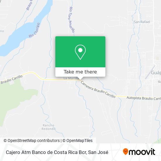 Mapa de Cajero Atm Banco de Costa Rica Bcr