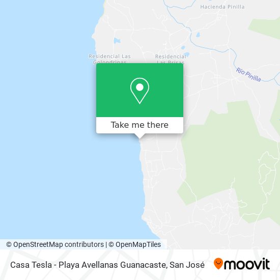 Casa Tesla - Playa Avellanas Guanacaste map