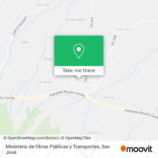 Mapa de Ministerio de Obras Públicas y Transportes