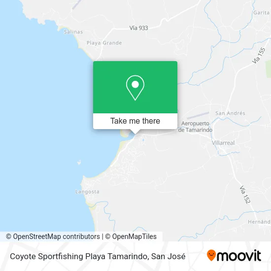 Coyote Sportfishing Playa Tamarindo map