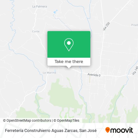 Mapa de Ferretería Construhierro Aguas Zarcas
