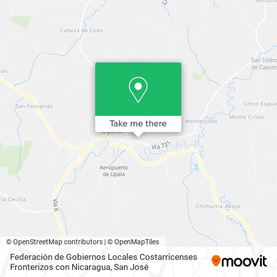Federación de Gobiernos Locales Costarricenses Fronterizos con Nicaragua map