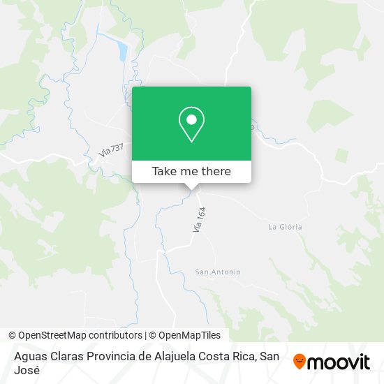 Aguas Claras Provincia de Alajuela Costa Rica map
