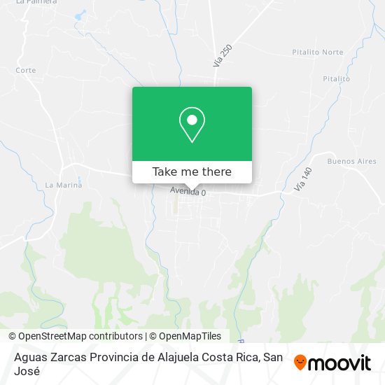 Aguas Zarcas Provincia de Alajuela Costa Rica map