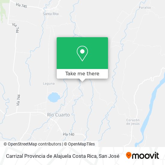 Carrizal Provincia de Alajuela Costa Rica map