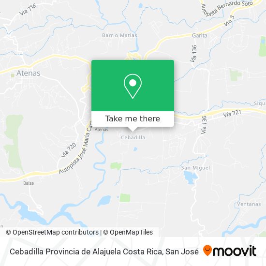 Cebadilla Provincia de Alajuela Costa Rica map