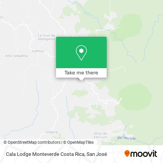 Mapa de Cala Lodge Monteverde Costa Rica
