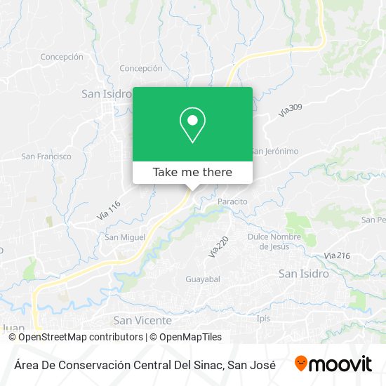 Área De Conservación Central Del Sinac map