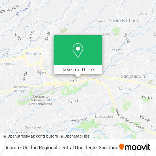 Mapa de Inamu - Unidad Regional Central Occidente