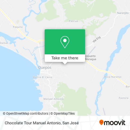 Mapa de Chocolate Tour Manuel Antonio