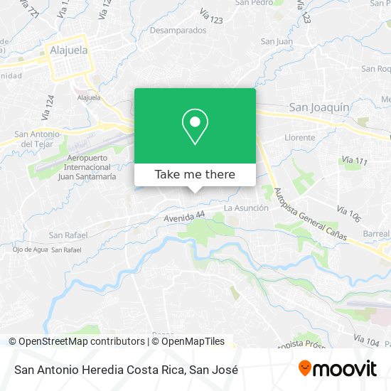 San Antonio Heredia Costa Rica map