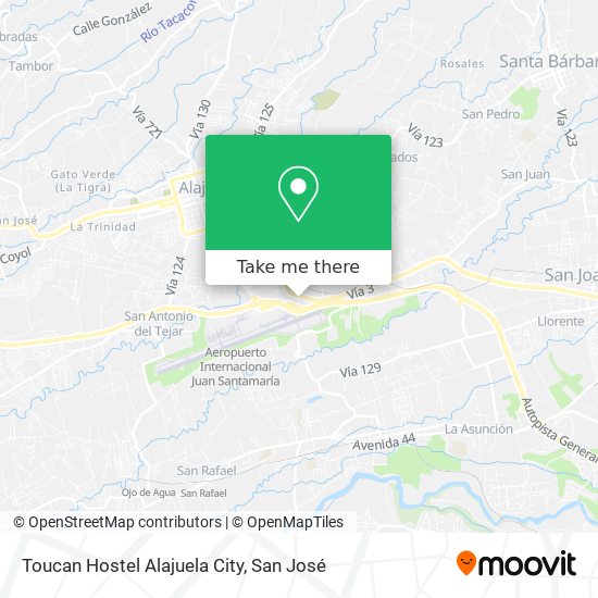 Toucan Hostel Alajuela City map