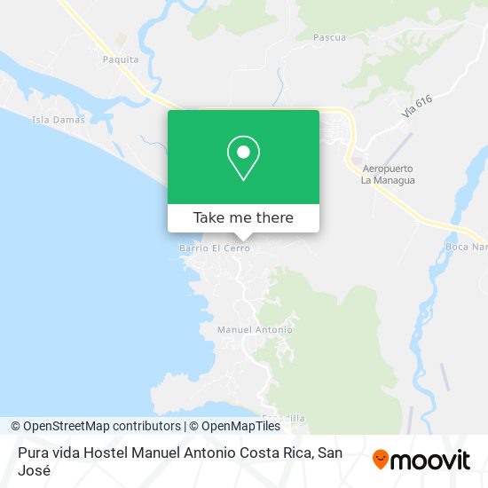 Pura vida Hostel Manuel Antonio Costa Rica map