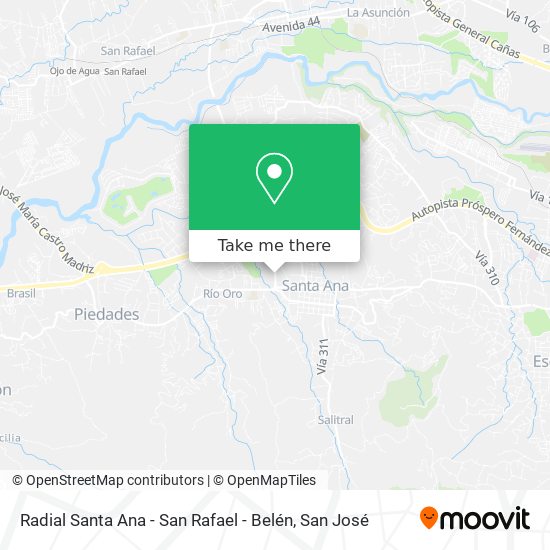 Radial Santa Ana - San Rafael - Belén map