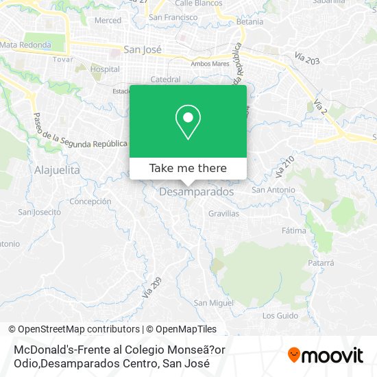 McDonald's-Frente al Colegio Monseã?or Odio,Desamparados Centro map