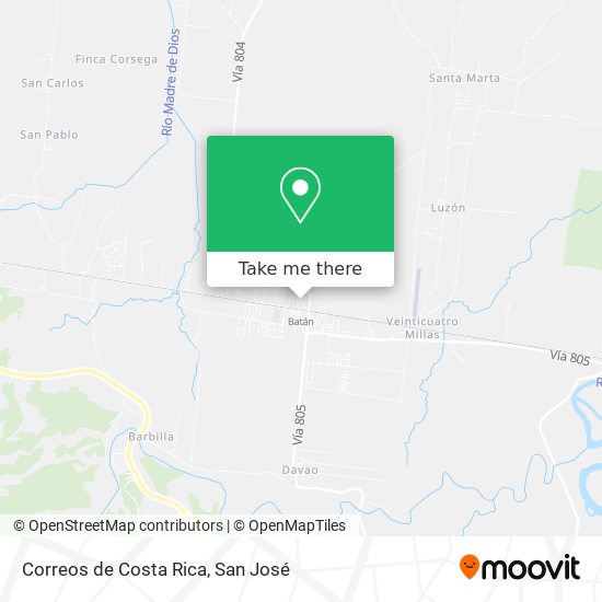 Mapa de Correos de Costa Rica