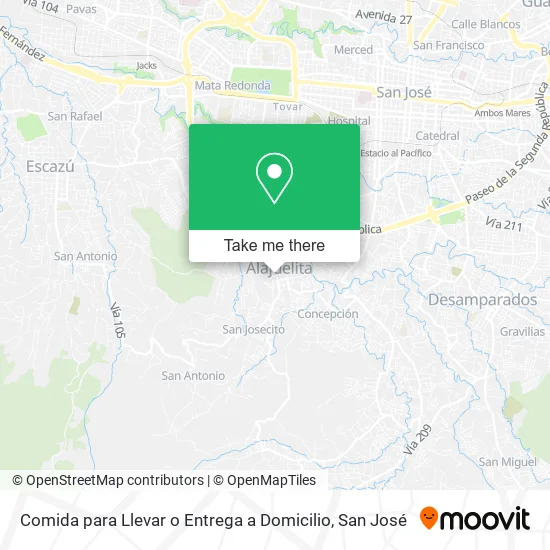 Mapa de Comida para Llevar o Entrega a Domicilio