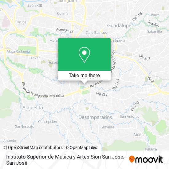 Instituto Superior de Musica y Artes Sion San Jose map