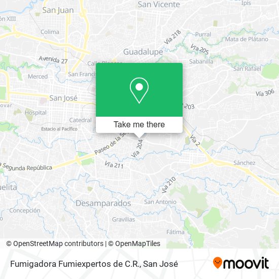 Mapa de Fumigadora Fumiexpertos de C.R.