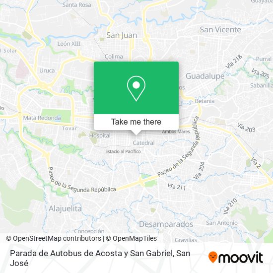 Mapa de Parada de Autobus de Acosta y San Gabriel