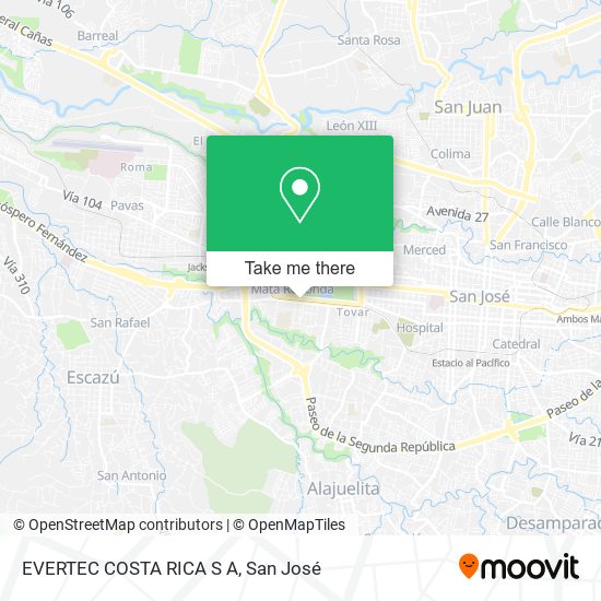 Mapa de EVERTEC COSTA RICA S A