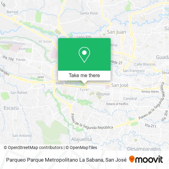 Parqueo Parque Metropolitano La Sabana map