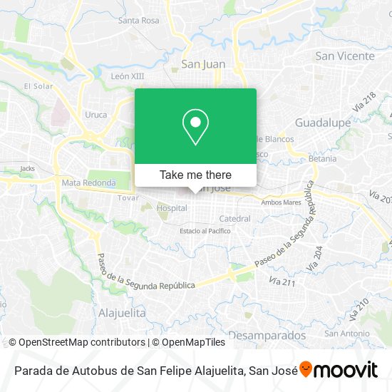 Parada de Autobus de San Felipe Alajuelita map