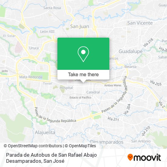 Mapa de Parada de Autobus de San Rafael Abajo Desamparados