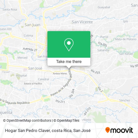 Hogar San Pedro Claver, costa Rica map