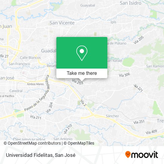 Universidad Fidelitas map