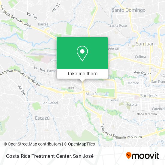 Costa Rica Treatment Center map